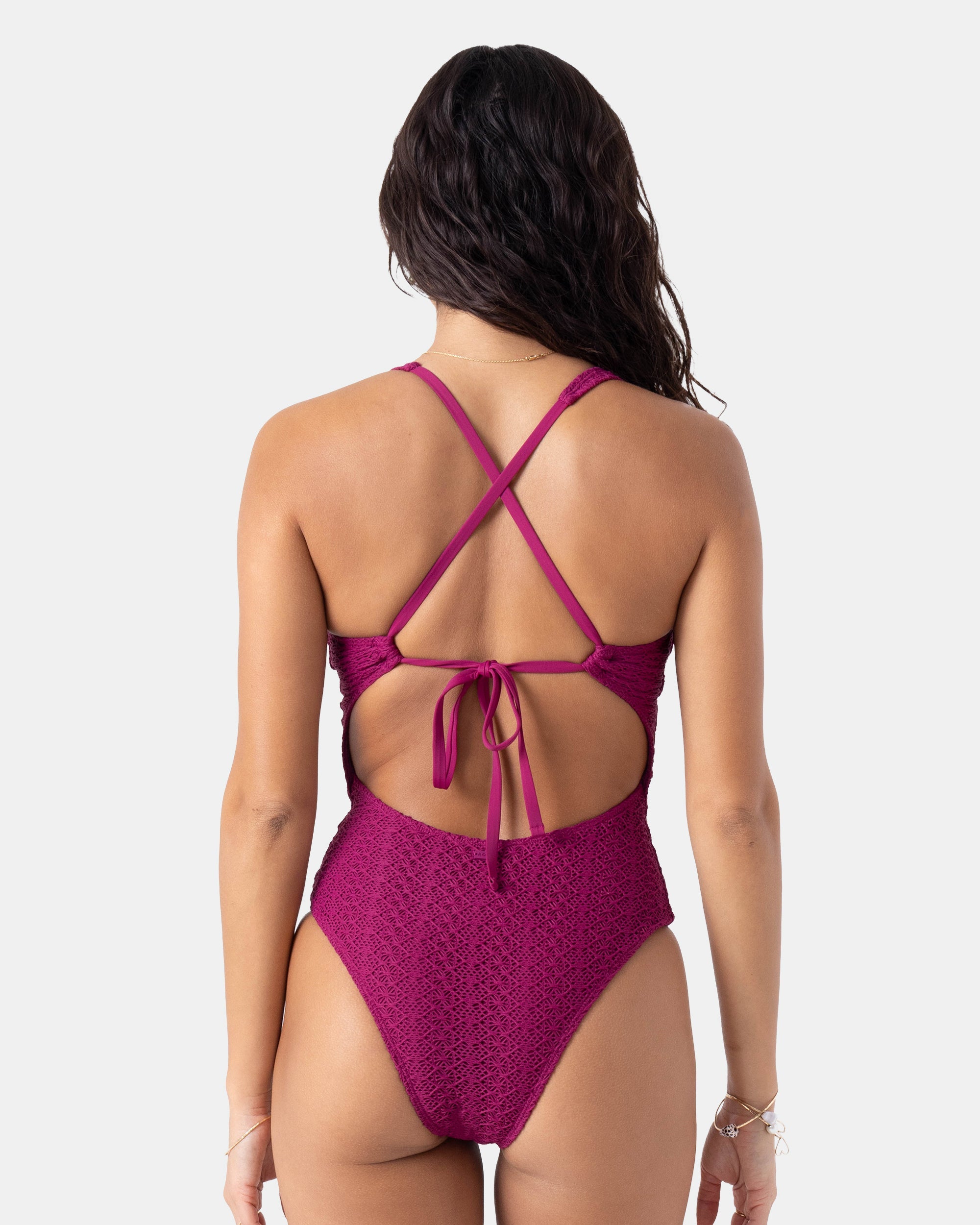 Crochet Plunge One Piece Swimsuit