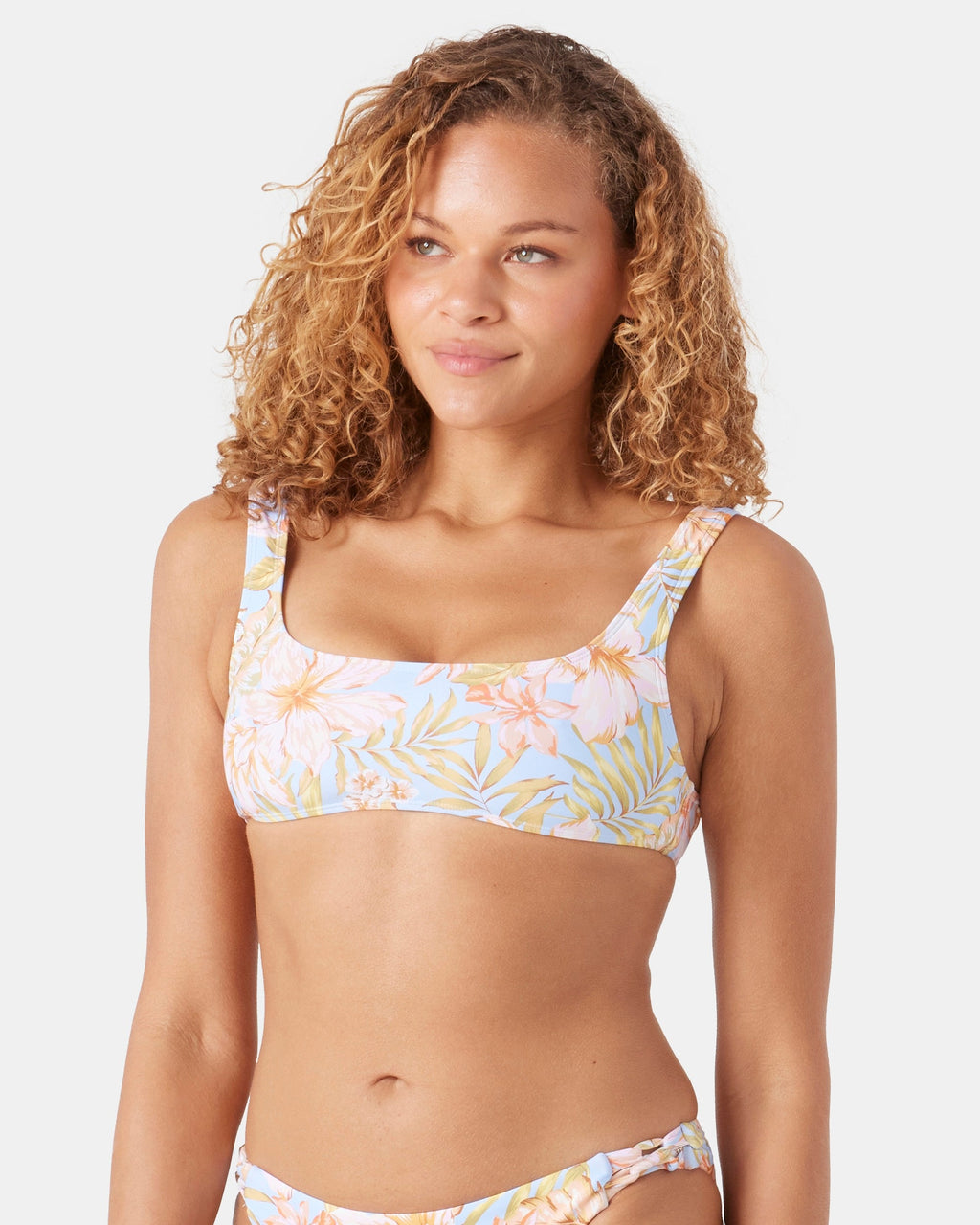 Tropical Square Neck Bralette Bikini Top