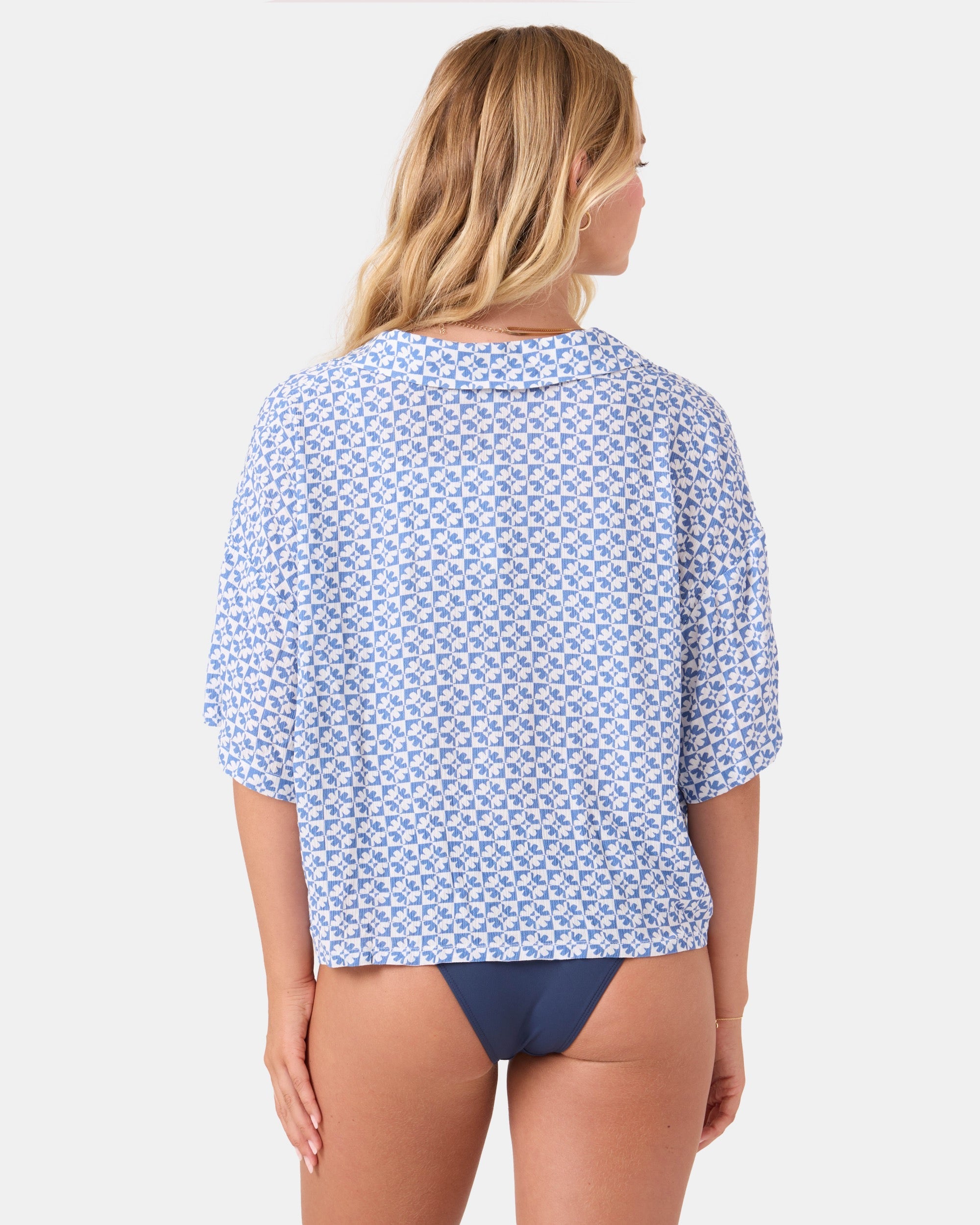 Hazy Dazy Cropped Button Up Cover Up