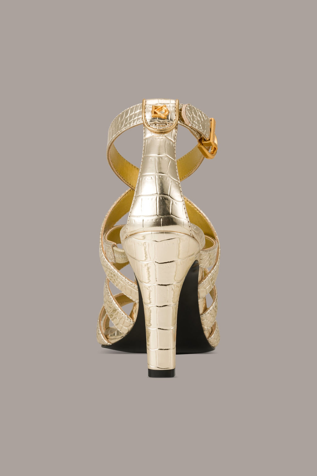 BRIARROSE METALLIC CROC-EFFECT ANKLE-STRAP SANDAL