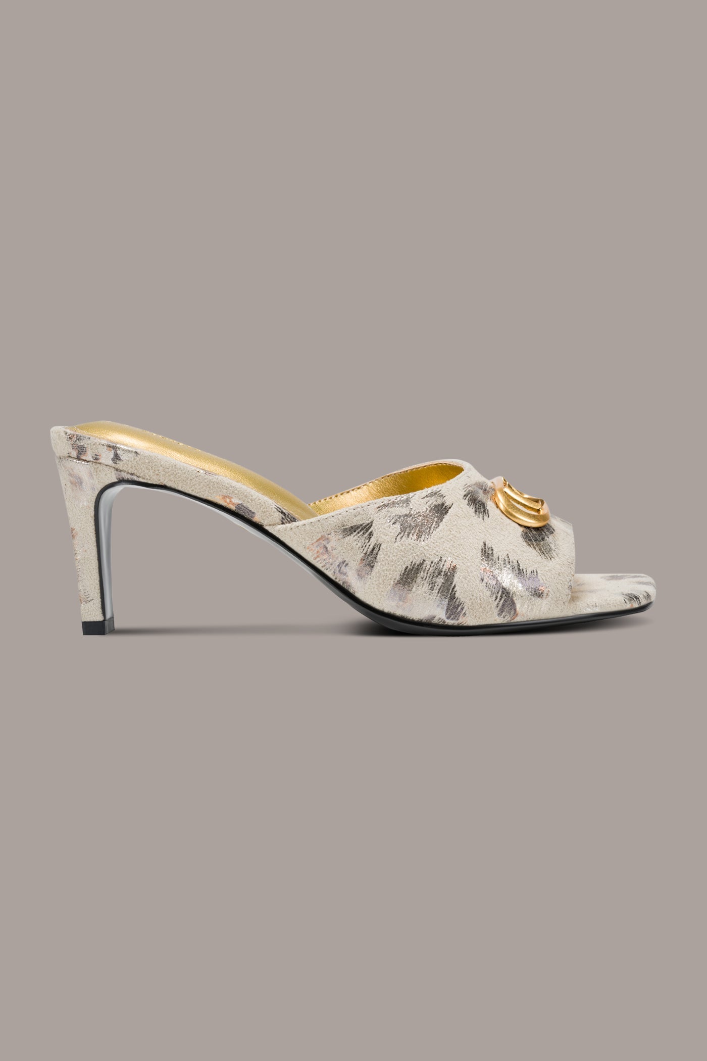 BYRONY METALLIC LEOPARD MULE SANDAL