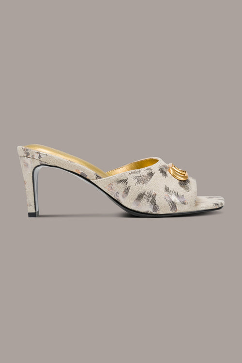 BYRONY METALLIC LEOPARD MULE SANDAL
