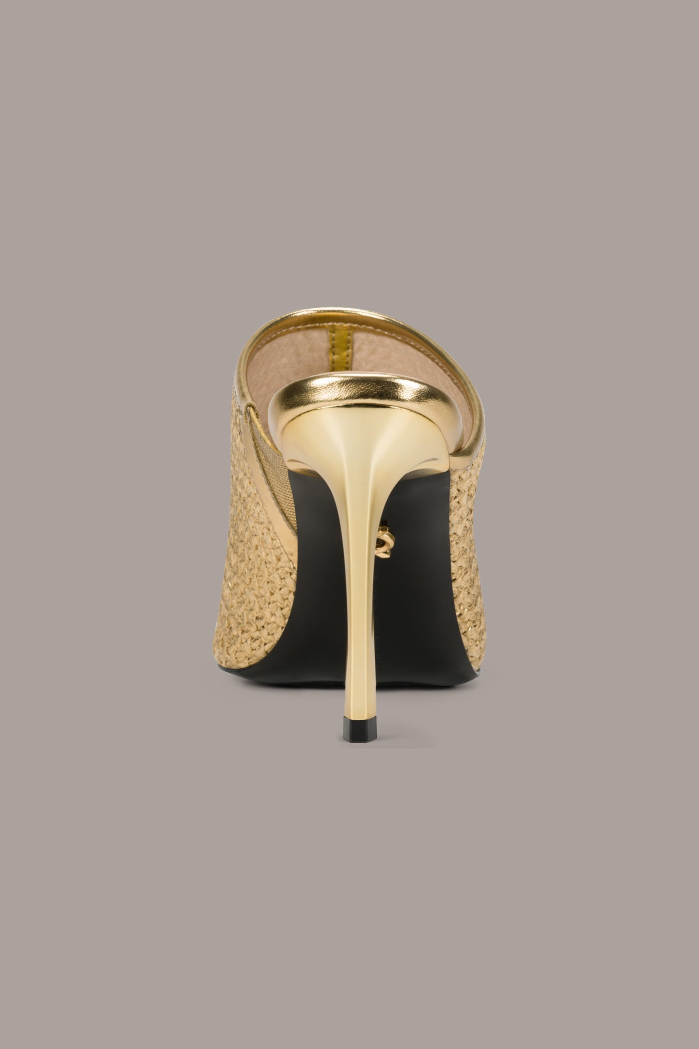 DONNA METALLIC RAFFIA MULE