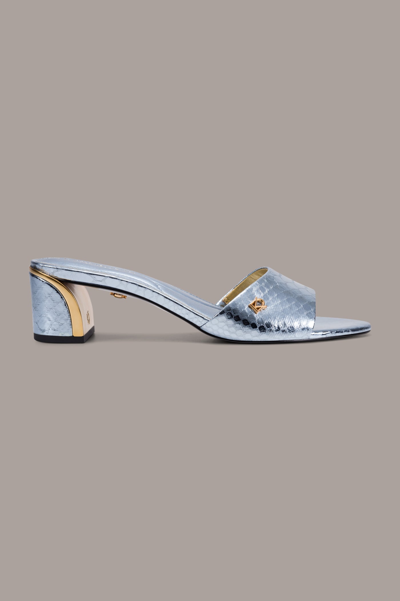 SANGRIA METALLIC SNAKE-PRINT MULE SANDAL