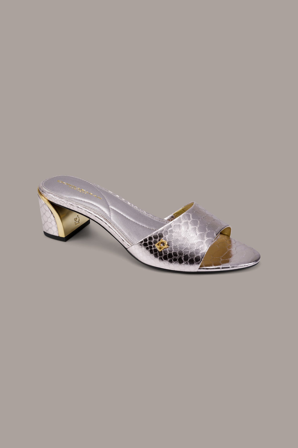 SANGRIA METALLIC SNAKE-PRINT MULE SANDAL