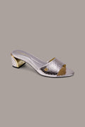 SANGRIA METALLIC SNAKE-PRINT MULE SANDAL