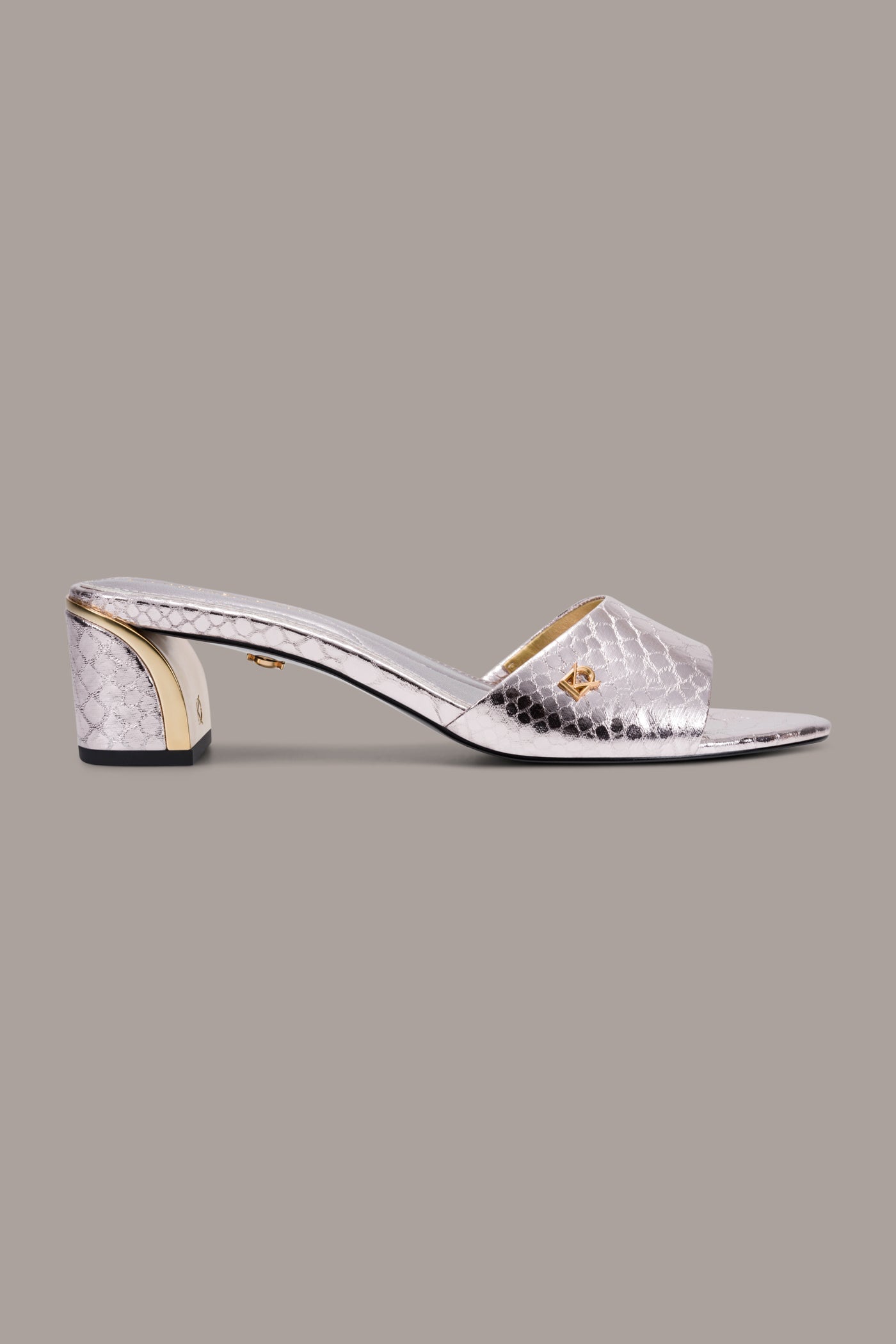 SANGRIA METALLIC SNAKE-PRINT MULE SANDAL