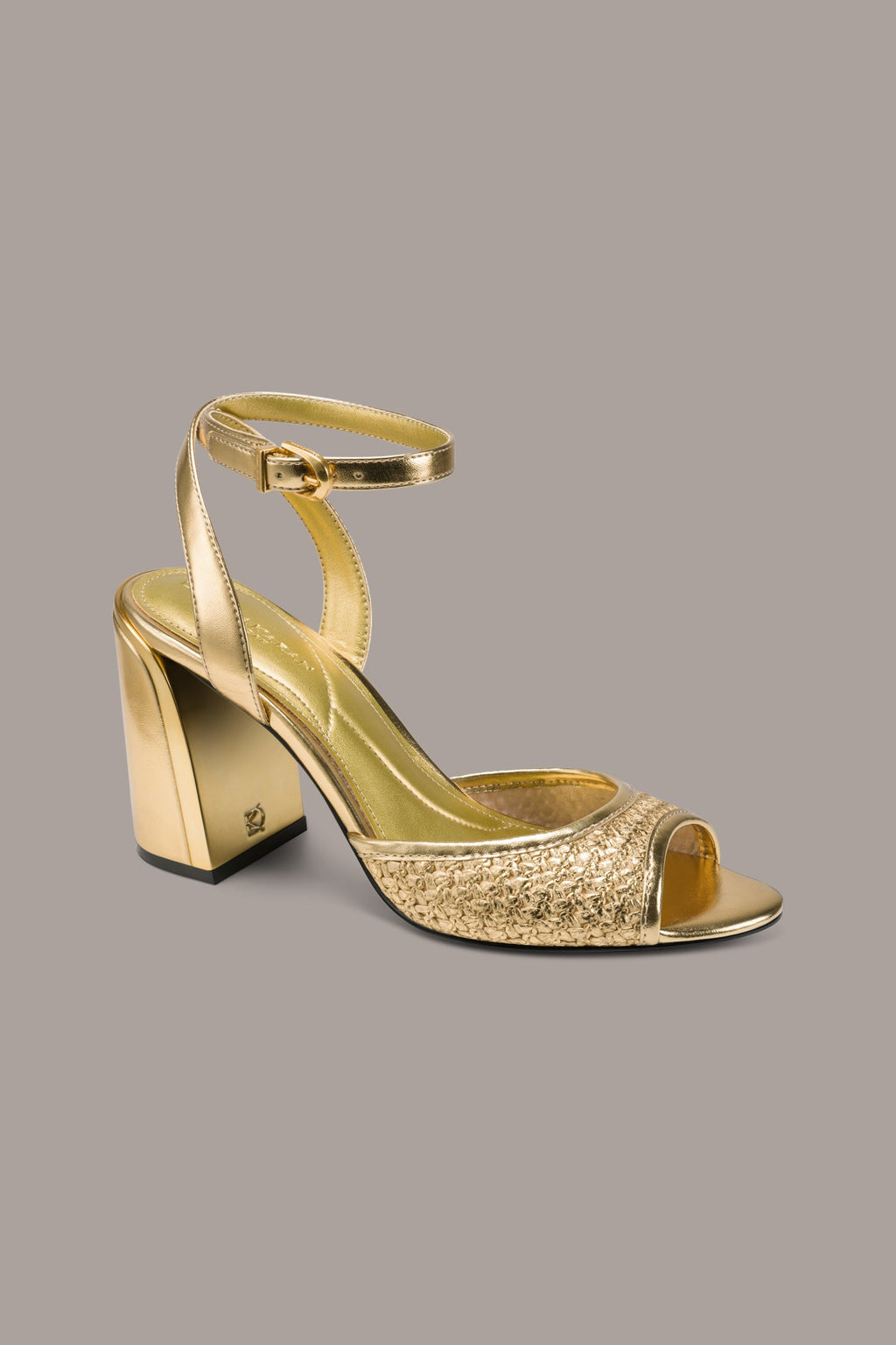 SINCLAIR METALLIC RAFFIA ANKLE-STRAP SANDAL