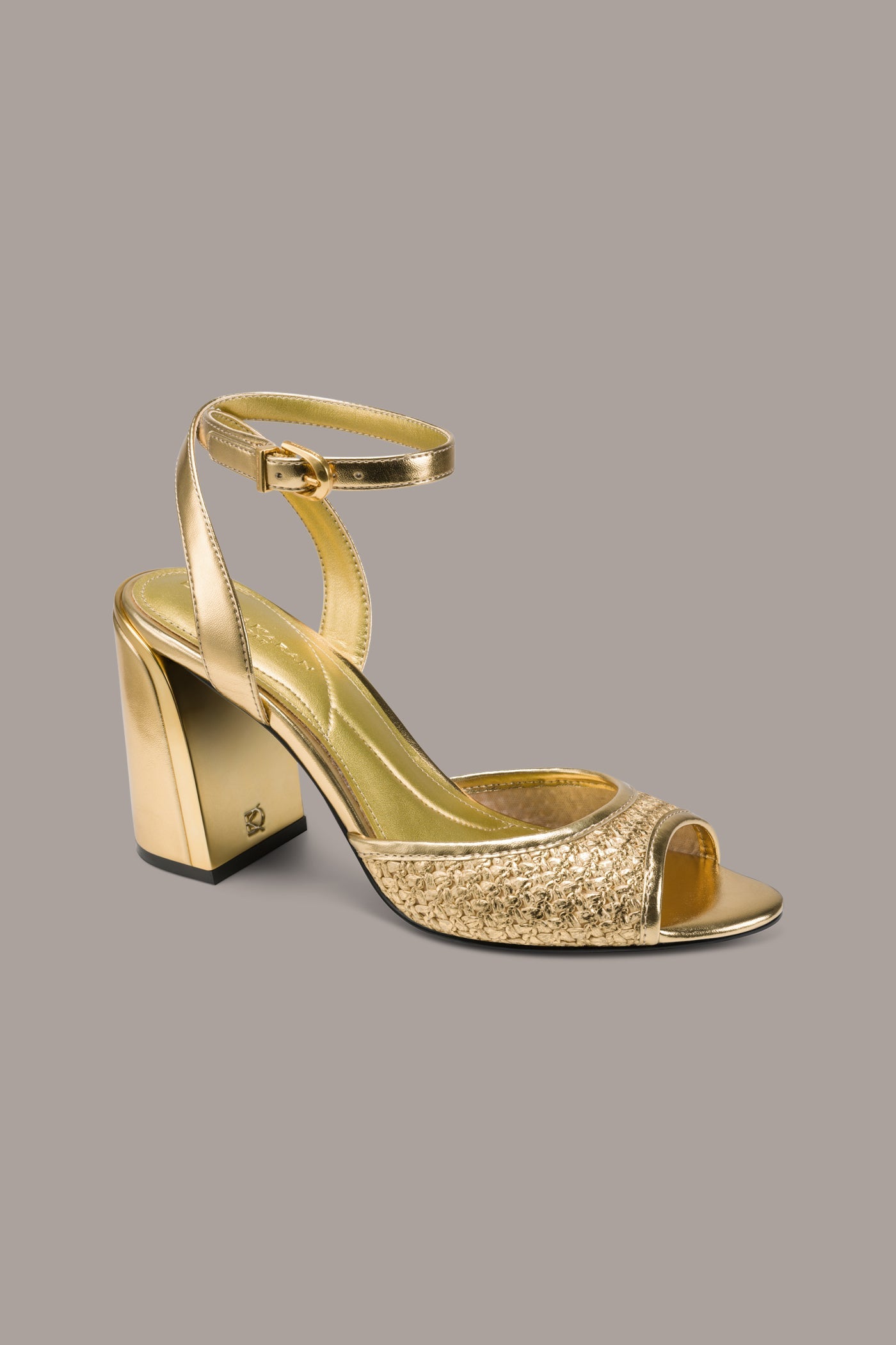 SINCLAIR METALLIC RAFFIA ANKLE-STRAP SANDAL