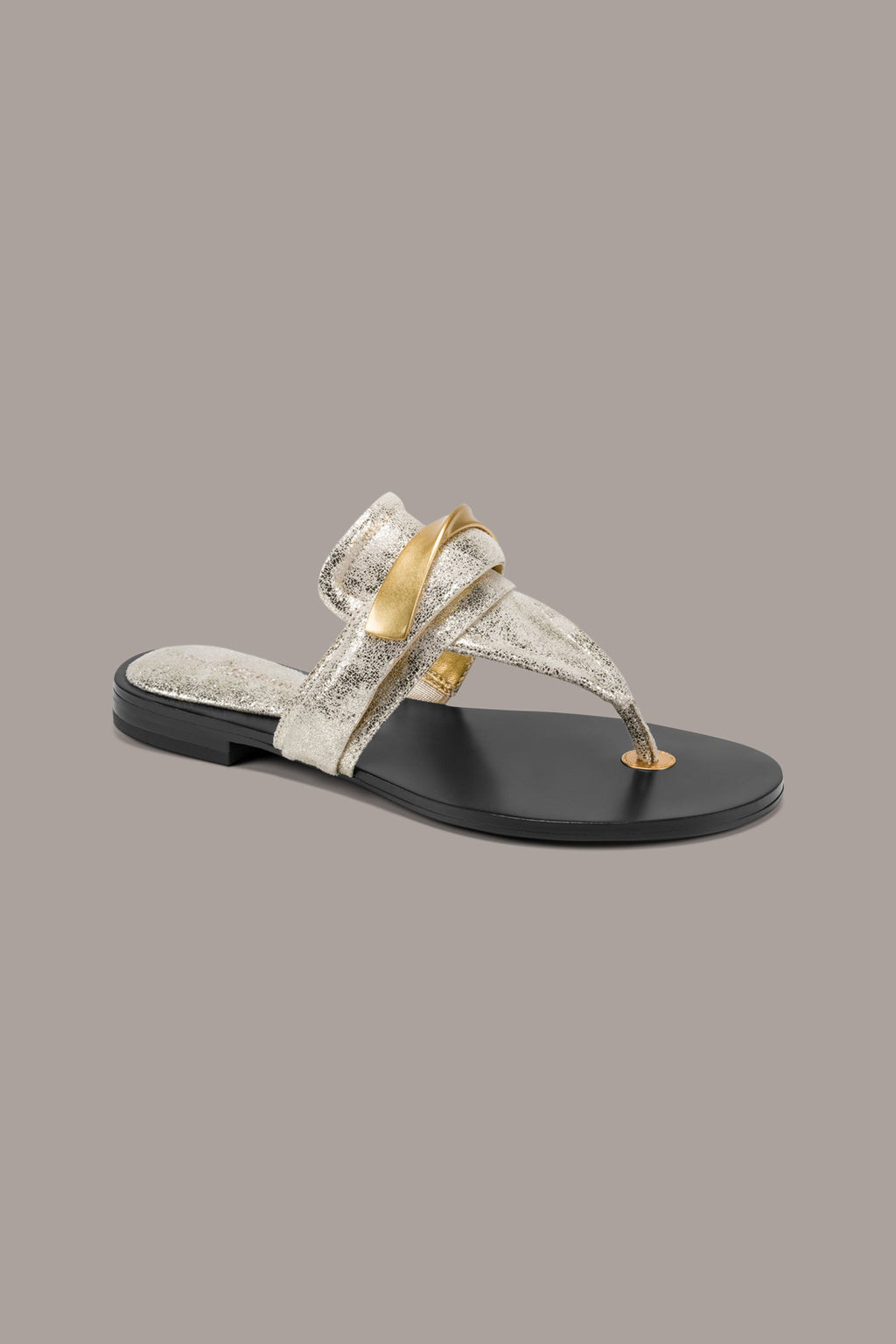 VELVET METALLIC THONG SANDAL