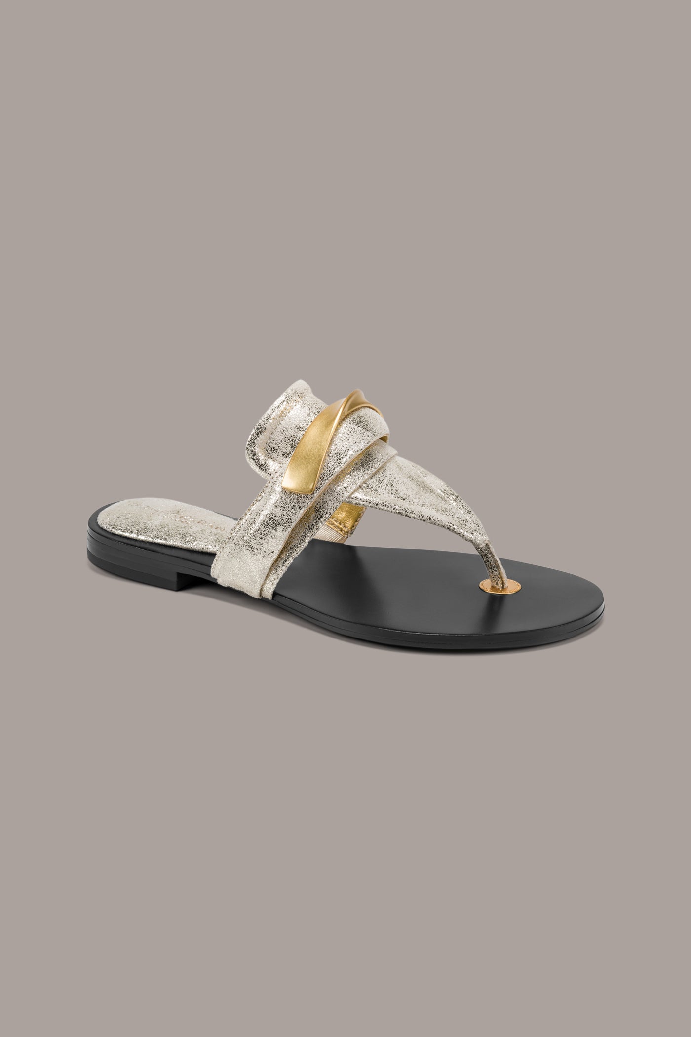 VELVET METALLIC THONG SANDAL
