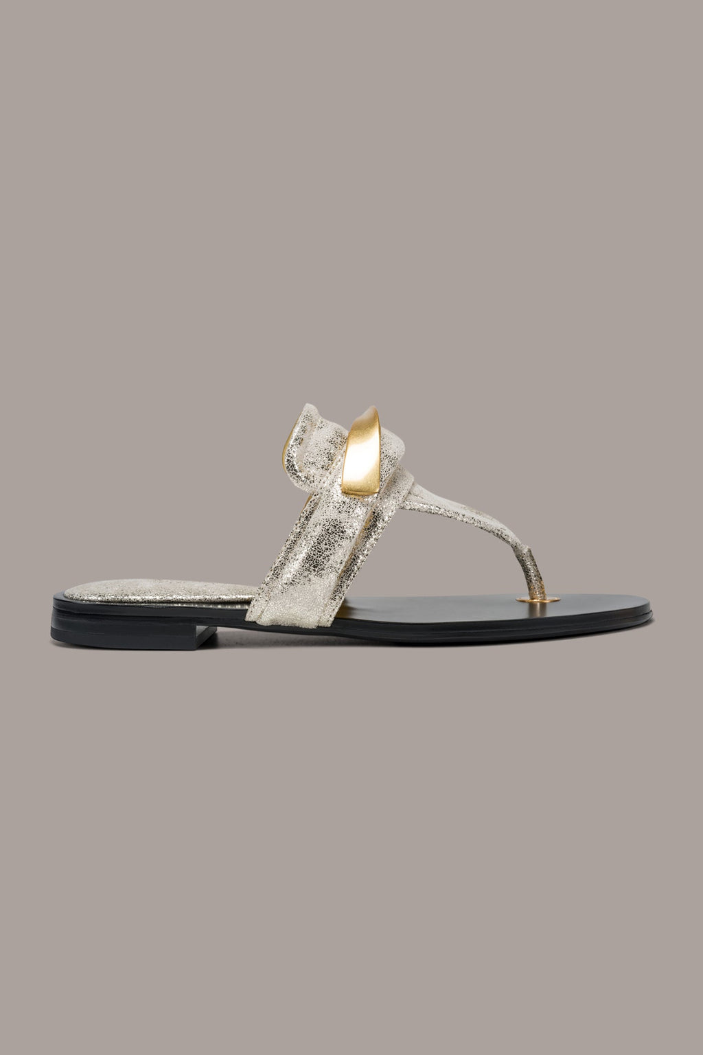 VELVET METALLIC THONG SANDAL